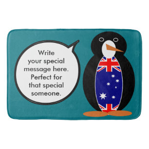 Australian Talking Ms Penguin Personalised Bath Mat