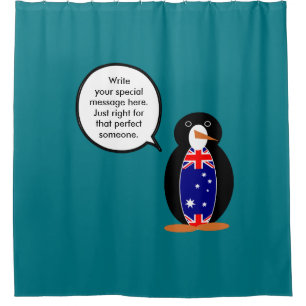 Australian Talking Ms Penguin Personalised Shower Curtain