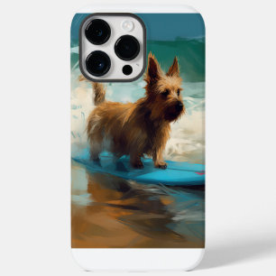 Australian Terrier Beach Surfing Painting iPhone 14 Pro Max Case
