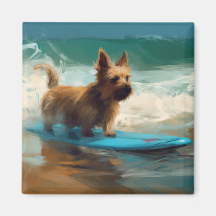 Australian Terrier Beach Surfing Painting  Magnet