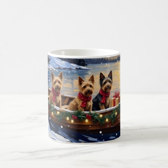 Australian Terrier Christmas Boat Holiday Coffee Mug (Center)