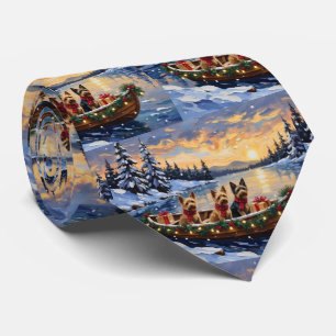 Australian Terrier Christmas Boat Holiday Tie