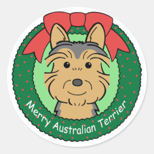 Australian Terrier Christmas Classic Round Sticker