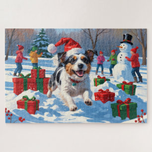 Australian Terrier Christmas Festive Snow Scene Jigsaw Puzzle