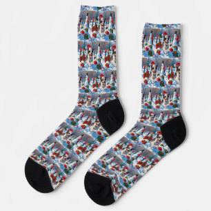 Australian Terrier Christmas Festive Snow Scene Socks