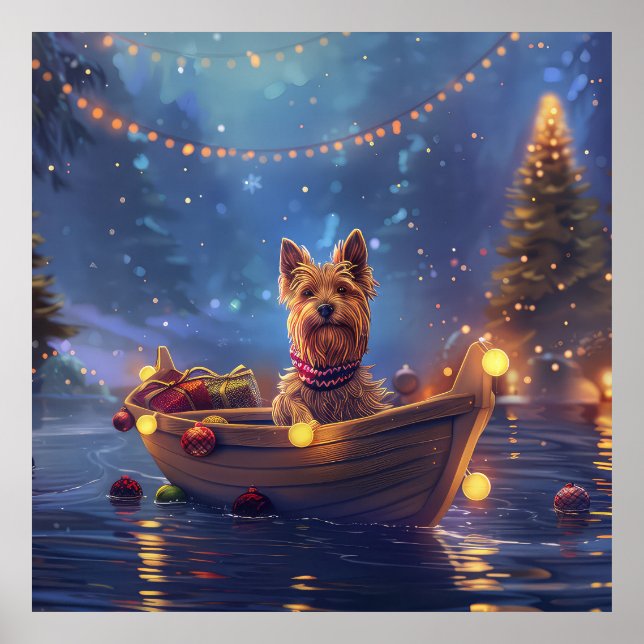 Australian Terrier Christmas Festive Voyage Poster (Front)