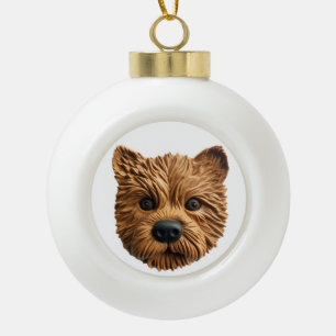Australian Terrier Dog 3D Inspired Ceramic Ball Christmas Ornament