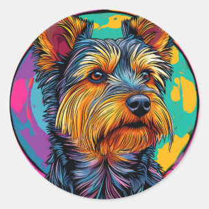 🐶 Australian Terrier Dog Cute Pet Illustration 🐶 Classic Round Sticker