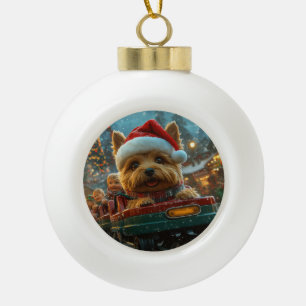 Australian Terrier Dog Roller Coaster Christmas Ceramic Ball Christmas Ornament