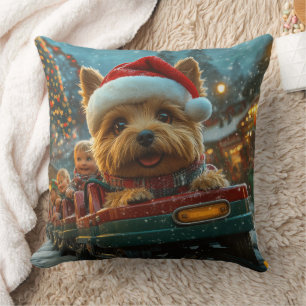 Australian Terrier Dog Roller Coaster Christmas Cushion