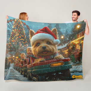 Australian Terrier Dog Roller Coaster Christmas Fleece Blanket