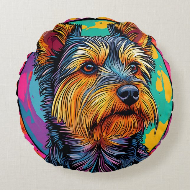 Australian Terrier dog Round Cushion (Front)