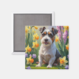 Australian Terrier Dog Spring Flowers Painting Magnet