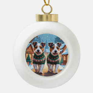 Australian Terrier Dogs Christmas Snow Holiday Ceramic Ball Christmas Ornament