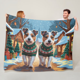 Australian Terrier Dogs Christmas Snow Holiday Fleece Blanket