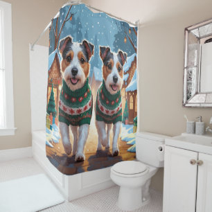 Australian Terrier Dogs Christmas Snow Holiday Shower Curtain