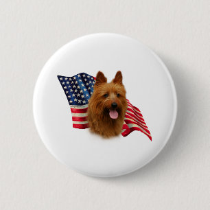 Australian Terrier Flag 6 Cm Round Badge