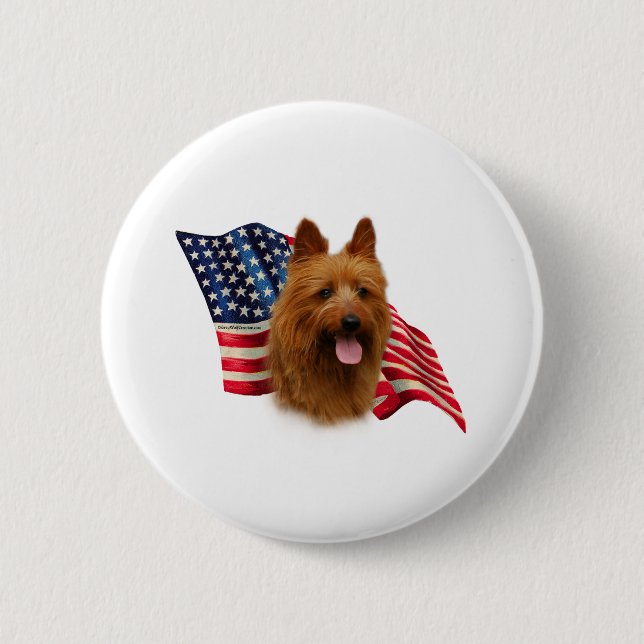 Australian Terrier Flag 6 Cm Round Badge (Front)