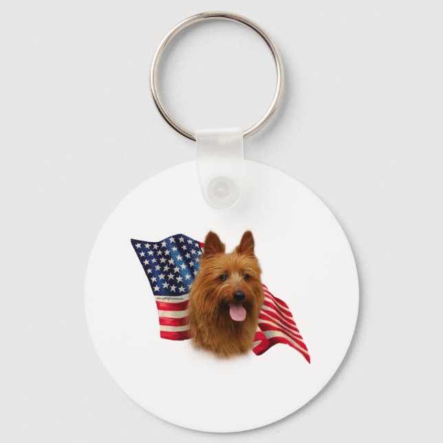 Australian Terrier Flag Key Ring (Front)