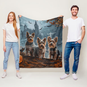 Australian Terrier Halloween Night Doggy Delight Fleece Blanket