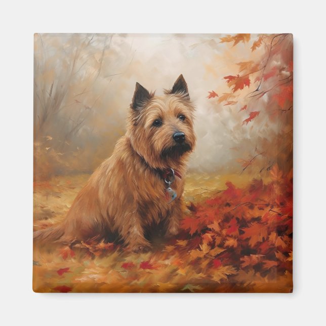 Australian Terrier in Autumn Leaves Fall Inspire Magnet (Front)