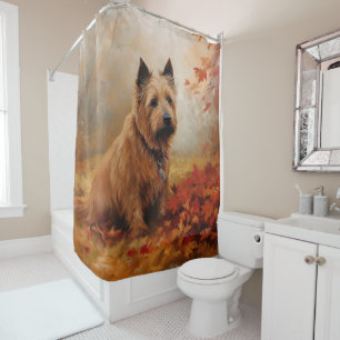 Australian Terrier in Autumn Leaves Fall Inspire Shower Curtain