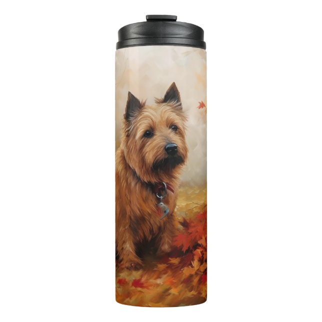 Australian Terrier in Autumn Leaves Fall Inspire Thermal Tumbler (Front)