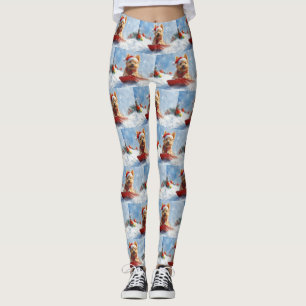 Australian Terrier in Sledge Let it Snow Christmas Leggings