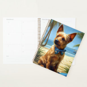 Australian Terrier On Beach dog lover summer gift Planner