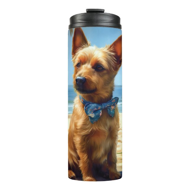 Australian Terrier On Beach dog lover summer gift Thermal Tumbler (Front)