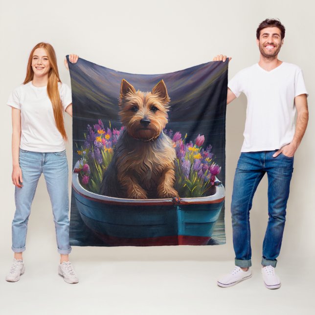 Australian Terrier on Paddle: A Scenic Adventure  Fleece Blanket (In Situ)
