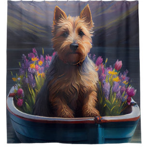Australian Terrier on Paddle: A Scenic Adventure Shower Curtain