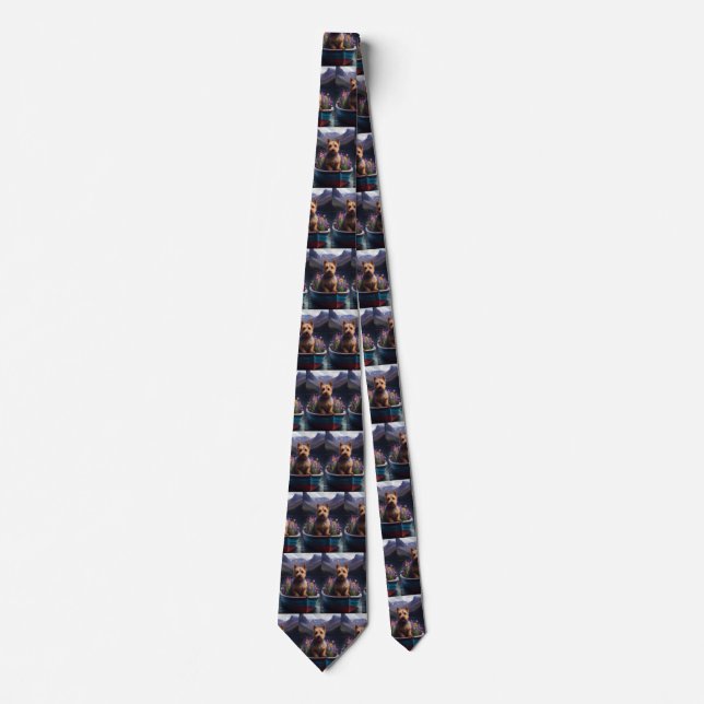Australian Terrier on Paddle: A Scenic Adventure Tie (Front)