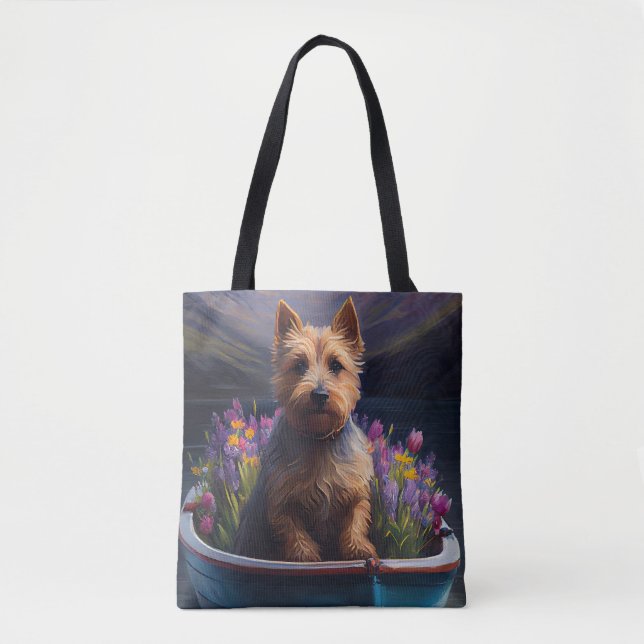 Australian Terrier on Paddle: A Scenic Adventure Tote Bag (Front)