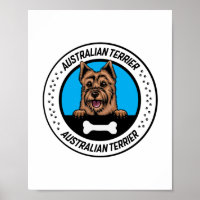 Australian Terrier Peeking Illustration Badge