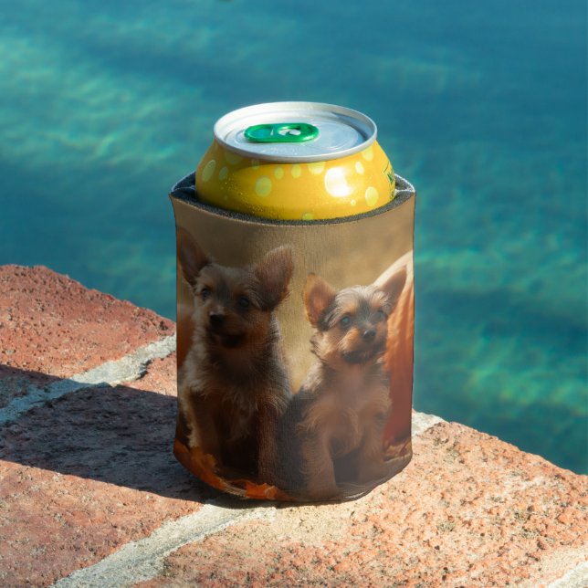 Australian Terrier Puppy Autumn Delight Pumpkin Can Cooler (In Situ Pool)