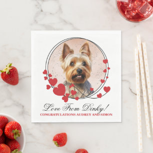 Australian Terrier Red Heart Wedding Dog Photo Napkin