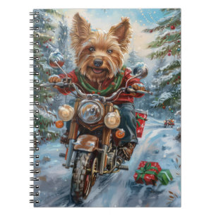 Australian Terrier Riding Motorcycle Christmas Notebook