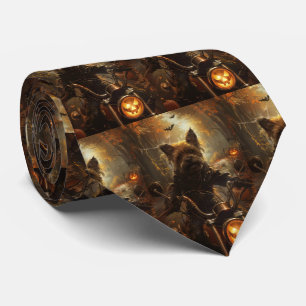 Australian Terrier Riding Motorcycle Halloween Tie