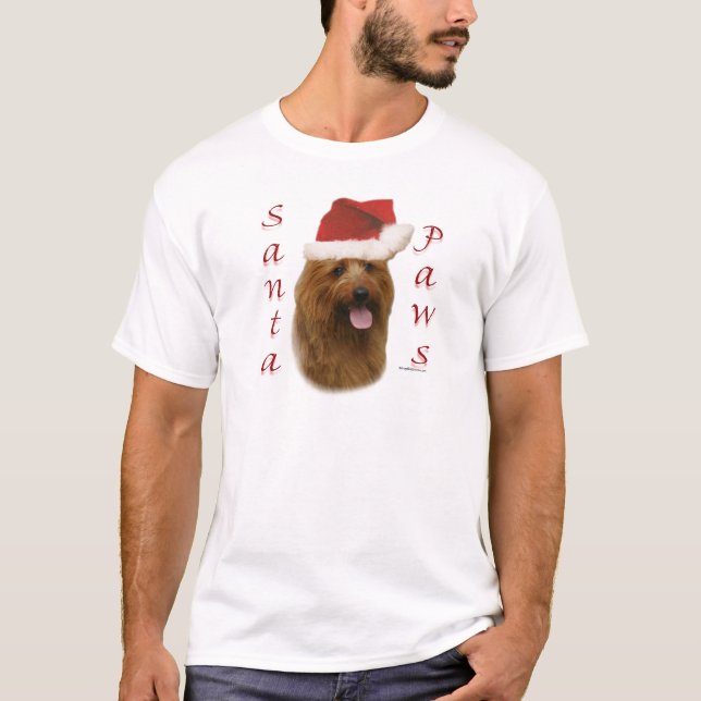 Australian Terrier Santa Paws T-Shirt (Front)