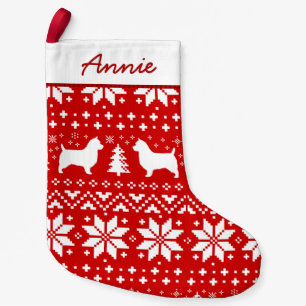 Australian Terrier Silhouettes Dogs Holiday Red Small Christmas Stocking
