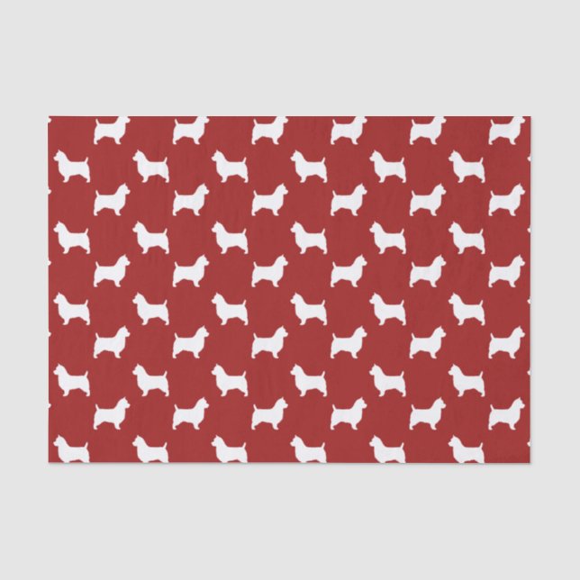 Australian Terrier Silhouettes Pattern Red Tissue Paper (Front)