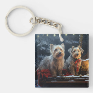 Australian Terrier Snowy Sleigh Christmas Decor  Key Ring