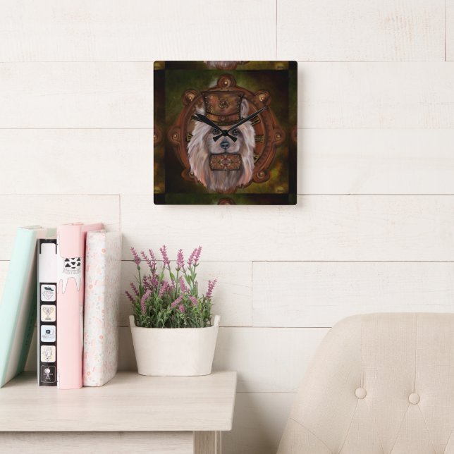AUSTRALIAN TERRIER  SQUARE WALL CLOCK (Reading Room)
