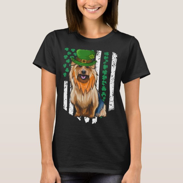 Australian Terrier St Patricks Day Irish American  T-Shirt (Front)