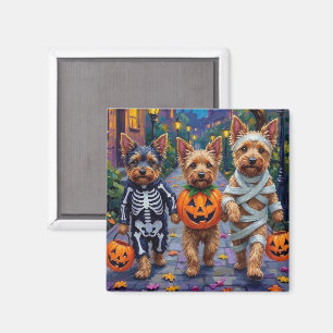 Australian Terrier Trick-or-Treating in Halloween Magnet