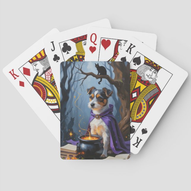 Australian Terrier Whimsical Halloween Painting Playing Cards (Back)