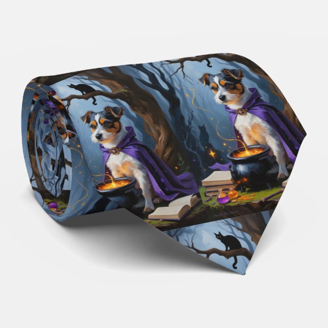 Australian Terrier Whimsical Halloween Painting Tie (Rolled)