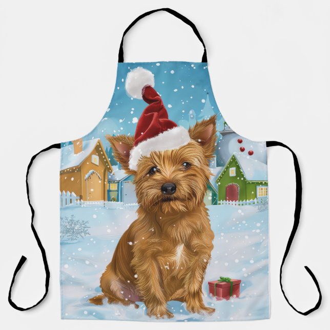 Australian Terrier Winter Wonderland Christmas  Apron (Front)