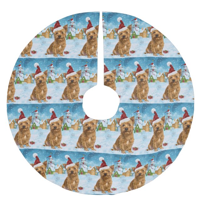 Australian Terrier Winter Wonderland Christmas  Brushed Polyester Tree Skirt (Front)